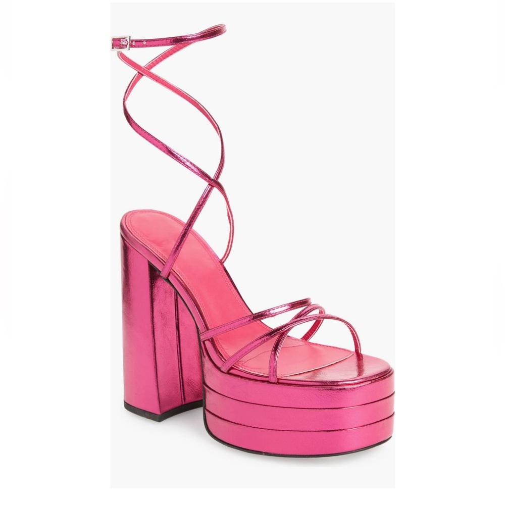 Strappy Pink Platform Sandals - Azalea Wang